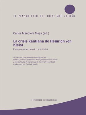 cover image of La crisis kantiana de Heinrich von Kleist